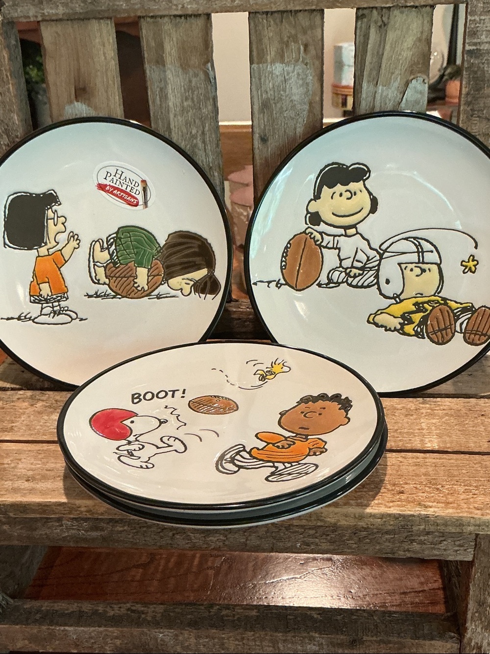Peanuts Football Themed Appetizer Plates - Set of 4